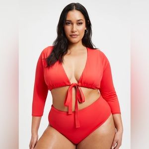 NEW! Good American long-sleeve bikini set. Top is large and bottom is medium.